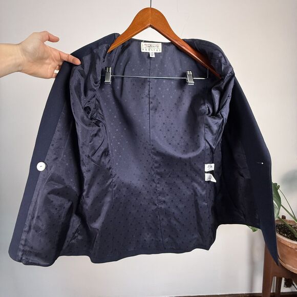 Vintage Talbots Navy Worsted Wool Double Breasted Blazer Gold Buttons, USA Made - Picture 10 of 13